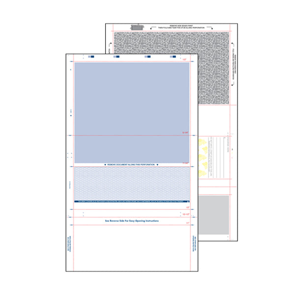 PSFPREZ-B 8 1/2" x 14" Pressure Seal Form Z Fold Payroll, Blue Check ...