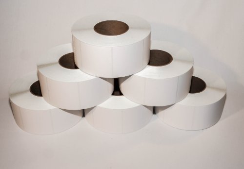 Compulabel Thermal Transfer Shipping Labels, 3 inch x 3 inch, White, Permanent Adhesive, Perforations Between Labels,1950 Per Roll, 6 Rolls