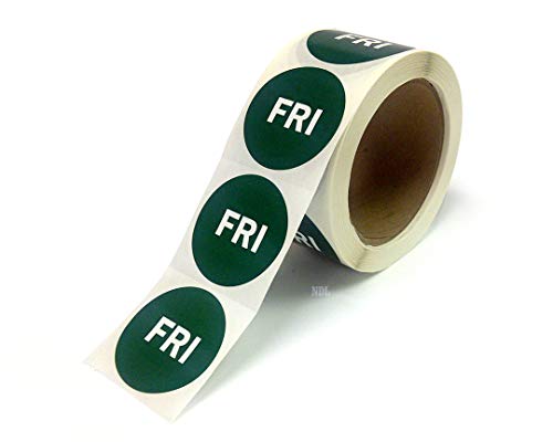 2" Round Green, Self-Adhesive Labels, Day of The Week Color Coding Labels, 500 Per Roll (Fri)