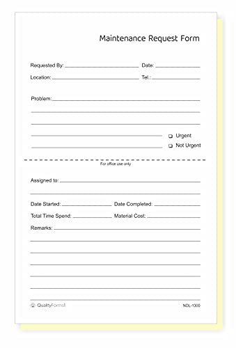 NCR Carbonless Maintenance Request Forms (2 Part, 500 Sets)