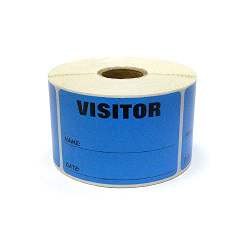 3 x 2 Fluorescent Color Visitor Labels Pass, 500 Per Roll (Blue)