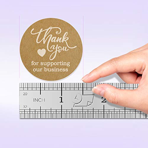 500 "Thank You for Supporting Our Business" Stickers. 1.5 inch Round. Printed in White Ink on Brown Kraft Paper.