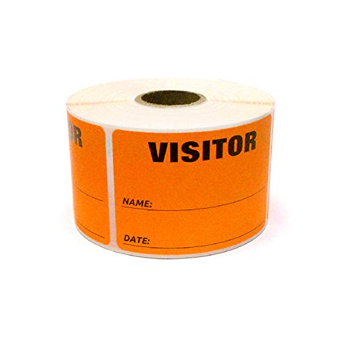 3 x 2 Fluorescent Color Visitor Labels Pass, 500 Per Roll (Orange)