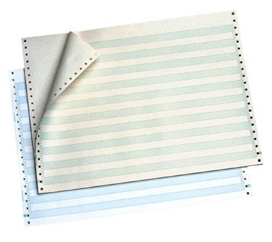 OfficeMax Continuous Computer Form Paper, 14-7/8W X 8-1/2L, 1 Part, 18  lb. Bond, 1/8 Green Bar, with no vertical