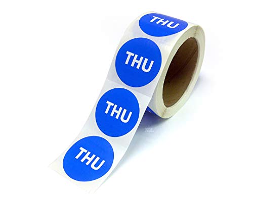 Round Thursday Day of The Week Color Coding Labels (2 Blue Stickers -500 per Roll)