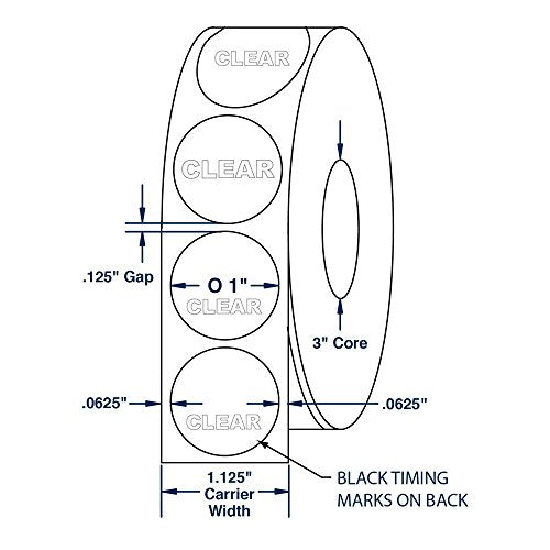 Super Gloss Clear Retail Package/Envelope Seals 1 inch Round Circle Wafer Seal Labels 1,000 per Roll