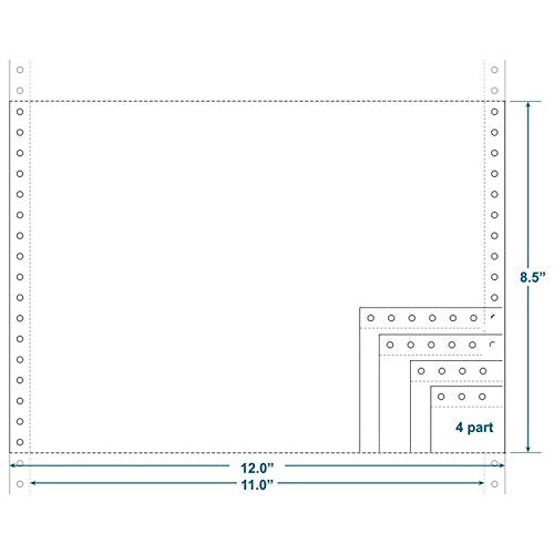 12 x 8 1/2 Continuous Computer Paper - Blank White
