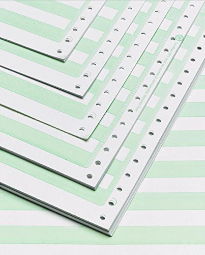 14 7/8 inch x 8 1/2 inch 20#1/8 inch Green Bar Continuous Computer Paper, 2700 Sheets