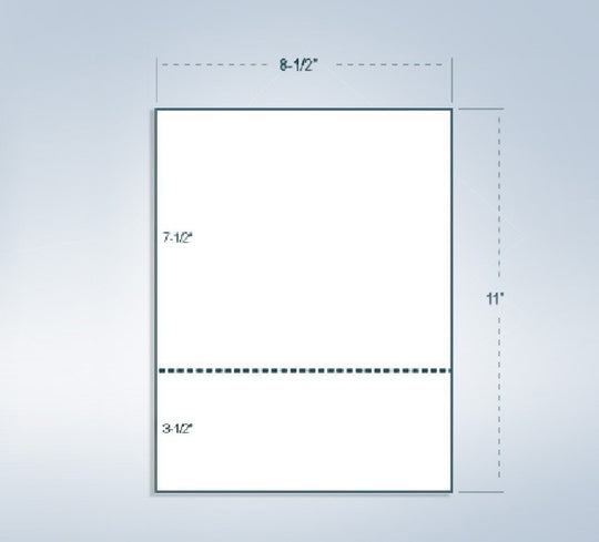 8-1/2 x 11" 24# Laser cut sheet 1 perf @ 3-1/2" from bottom