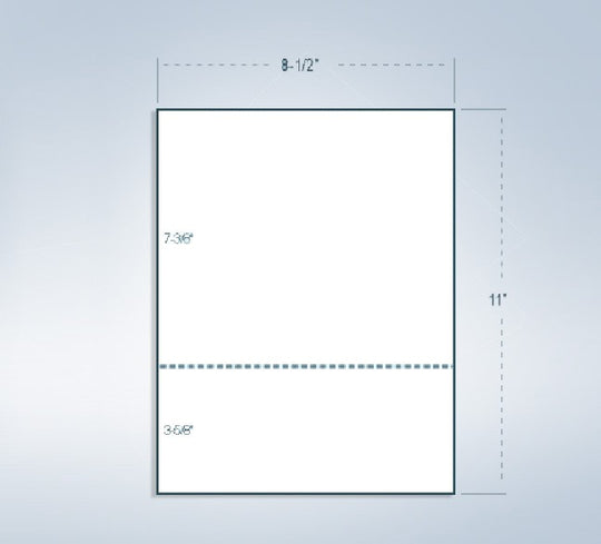 8-1/2 x 11" 20# Laser cut sheet 1 perf @ 3-5/8" from bottom
