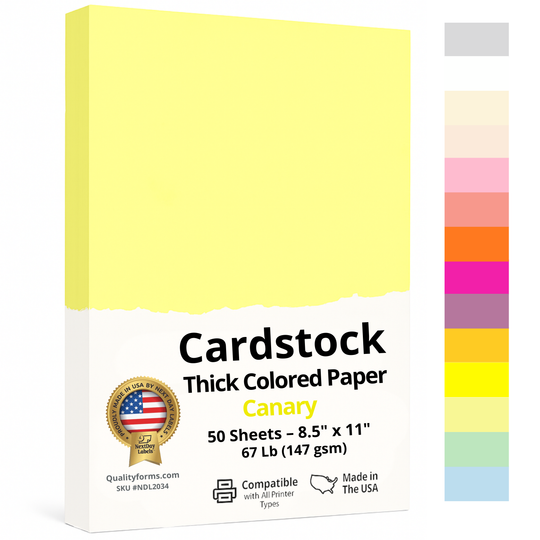 67/65 lb. (176/190 GSM) Cover Stock, 50 Sheets Per Pack, Great for Awards, Diplomas, School Projects, Mounting Invitations, Art N Crafts, DIY Projects and Much More (Pastel Canary, 8-1/2" x 11")