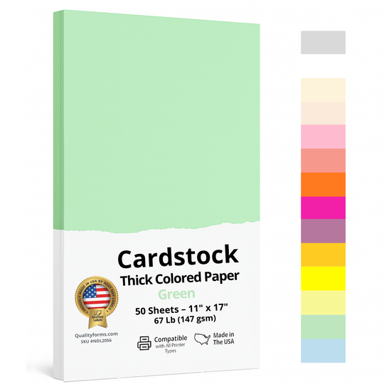 67/65 lb. (176/190 GSM) Cover Stock, 50 Sheets Per Pack, Great for Awards, Diplomas, School Projects, Mounting Invitations, Art N Crafts, DIY Projects and Much More (Pastel Green, 11x17")