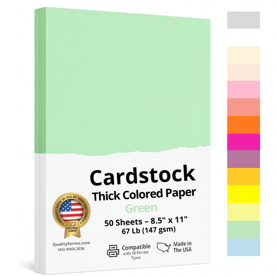 67 Lb. Cover Card Stock, 8-1/2 x 11" Letter Size, 50 Sheets Per Pack (GREEN)
