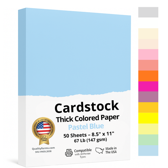 67/65 lb. (176/190 gsm) Cover Card Stock, 50 Sheets per Pack, Great for Printing, School Projects, Flyers, Invitations, Arts N Crafts, DIY Projects, and Much More (8-1/2" x 11", Pastel Blue)