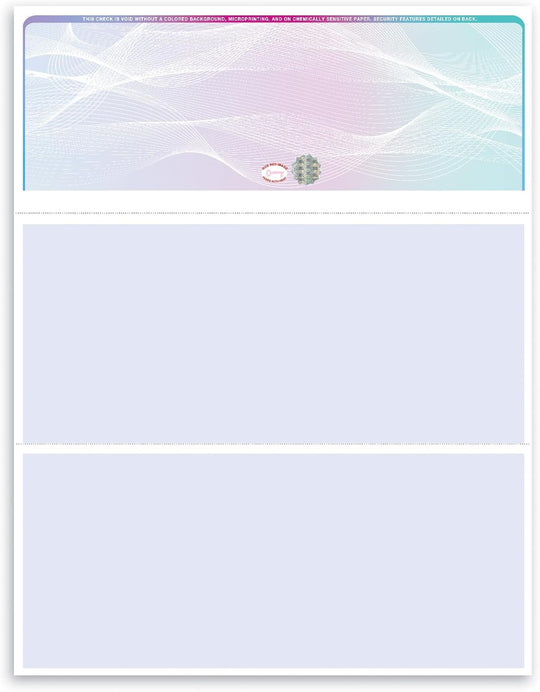Blank Hologram Premium Laser Computer Checks Three Colors - High-Security Check on top.