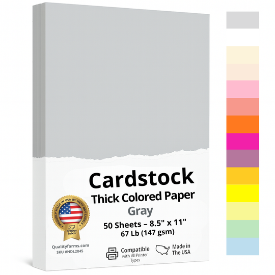 67/65 lb. (176/190 gsm) Cover Card Stock, 50 Sheets per Pack, Great for Printing, School Projects, Flyers, Invitations, Arts N Crafts, DIY Projects, and Much More (8-1/2" x 11", Gray)