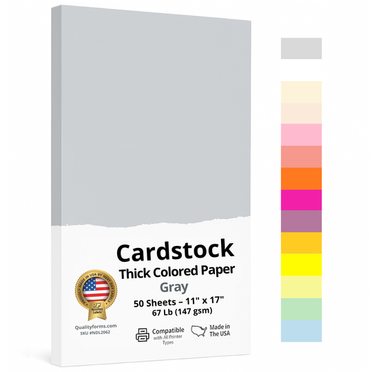67/65 lb. (176/190 gsm) Cover Stock, 50 Sheets Per Pack, Great for Awards, Diplomas, School Projects, Mounting Invitations, Art N Crafts, DIY Projects and Much More (Gray, 11x17")