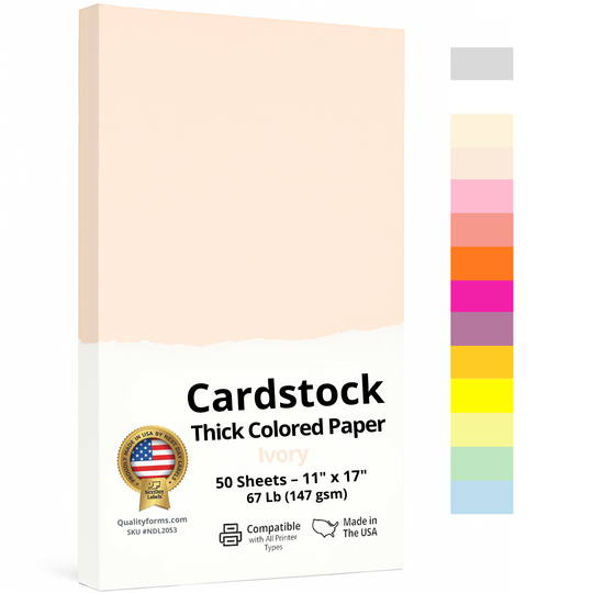 67 lb. (176 gsm) Cover Card Stock, 50 Sheets per Pack, Great for Printing, School Projects, Flyers, Invitations, Arts N Crafts, DIY Projects, and Much More (11x17", Ivory)
