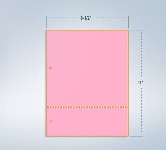 8-1/2 x 11" 20# Perforated Paper, 1 perf at 3" from Bottom