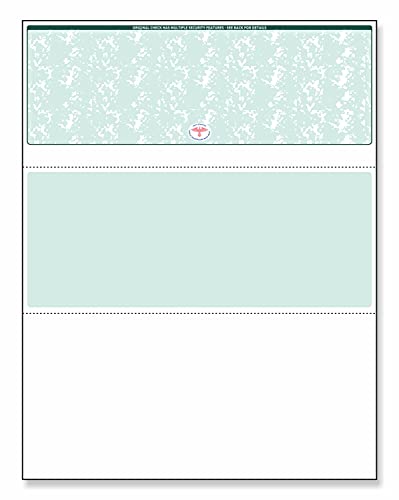 Next Secure Blank Computer Checks for Laser & Ink Jet Printers, Check on Top, Green