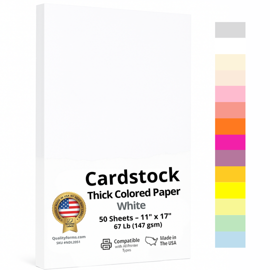 67/65 lb. (176/190 gsm) Cover Card Stock, 50 Sheets per Pack, Great for Printing, School Projects, Flyers, Invitations, Arts N Crafts, DIY Projects, and Much More (11x17", White)