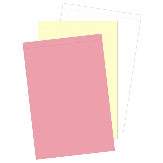 8.5" x 14.5" 3 Part NCR Superior Pink/Yellow/White Reverse Collated Paper With 1/2" Perforation on Top, Item #5792