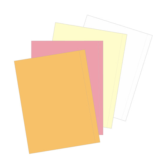 9" x 11" 4 Part NCR Superior Gold/Pink/Yellow/White Reverse Collated Paper With 1/2" Perforation on Side, Item #5799
