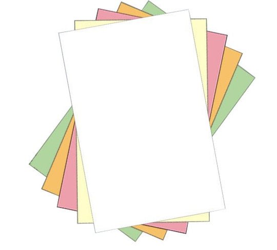 8.5" x 14" 5 Part NCR Superior White/Green/Yellow/Pink/Gold Straight Collated Paper, Item #5935