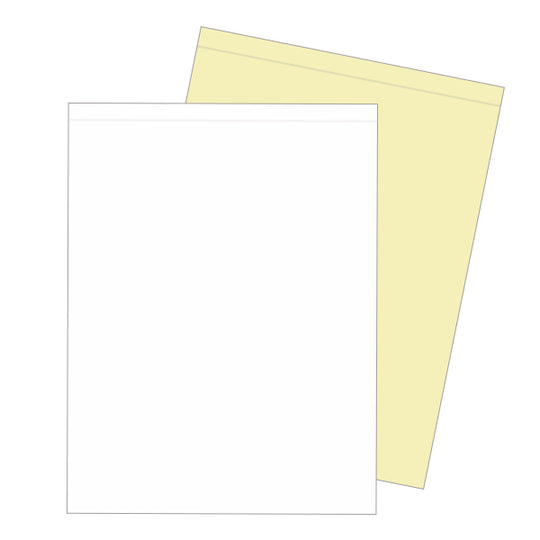 8.5" x 11" 2 Part NCR Superior White/Yellow Straight Collated Paper With 1/2" Perforation on Top, Item #5949