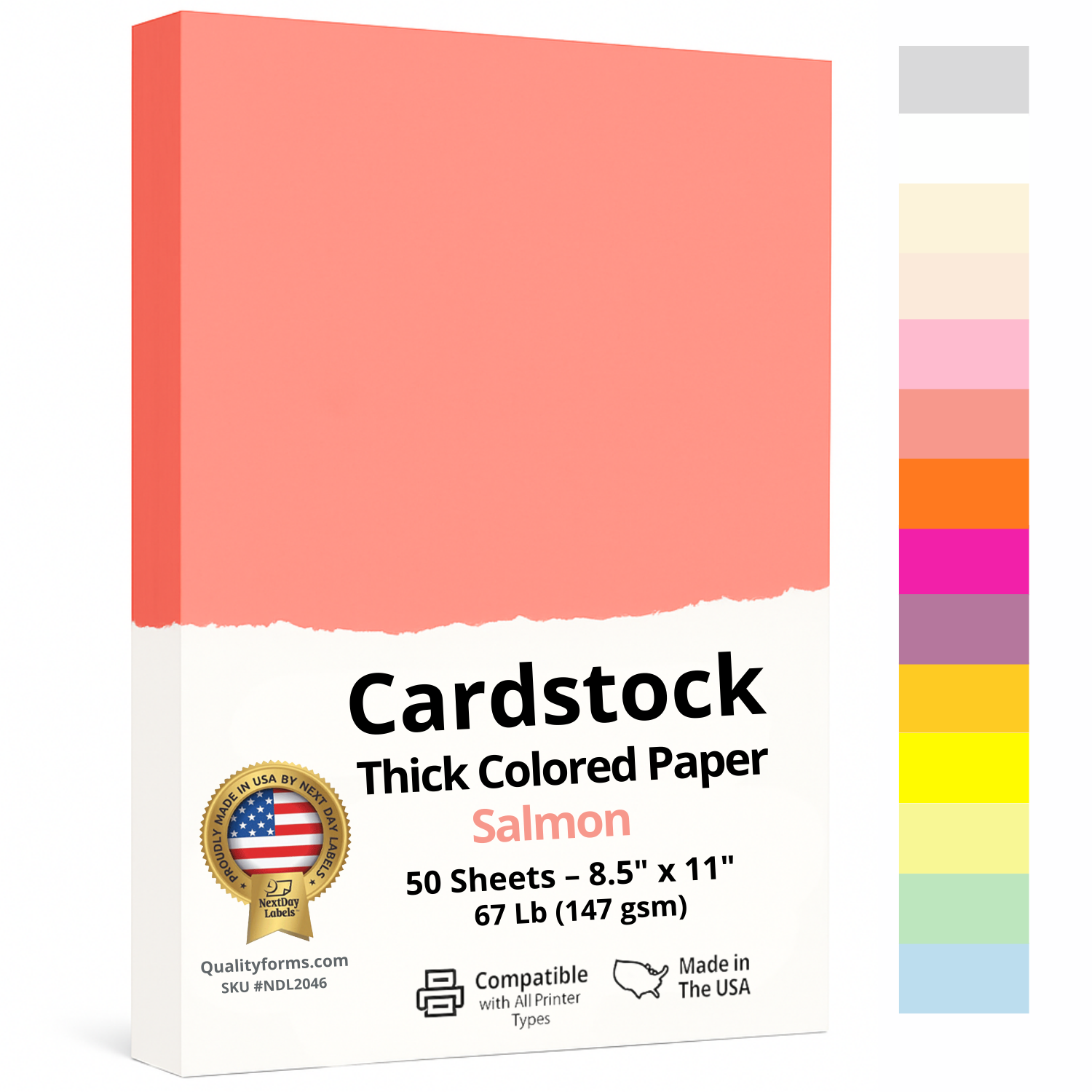 67/65 lb. (176/190 GSM) Cover Stock, 50 Sheets Per Pack, Great for Awards, Diplomas, School Projects, Mounting Invitations, Art N Crafts, DIY Projects and Much More (Pastel Salmon, 8-1/2" x 11")