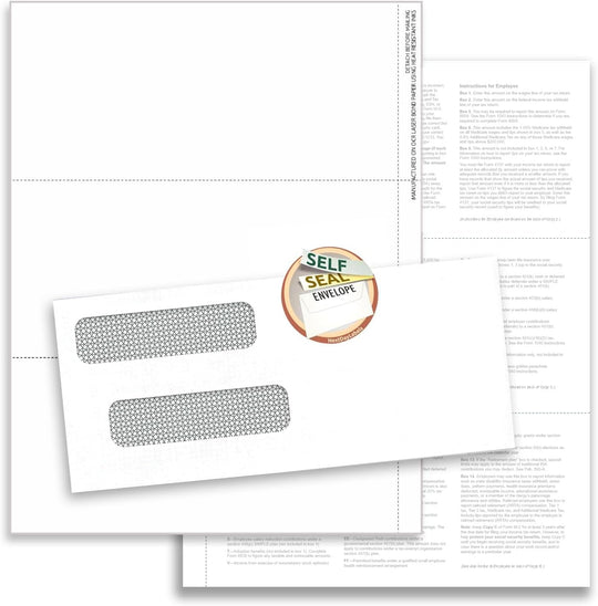 2025 3 Up W2 Tax Forms and Matching Envelopes