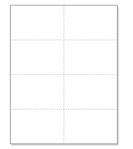 8-1/2" x 11" Laser Printer/Ink Jet Blank Perforated Cards 8 up per Page - 4-1/4" x 2-3/4" Each Card, 125# Tag.