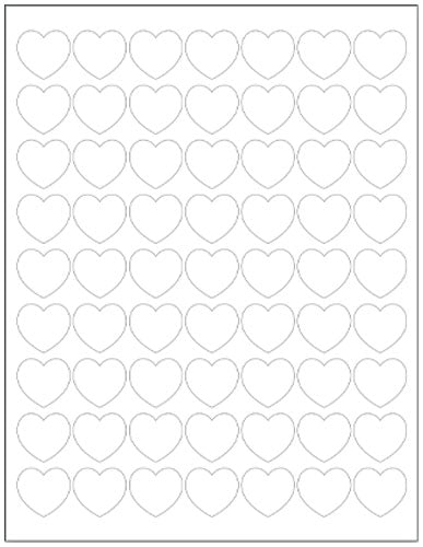 Laser / Ink Jet White Labels 1'' Heart Shaped - 63 Labels Per Page