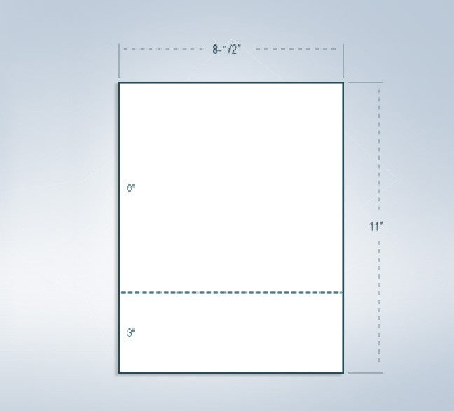 8-1/2 x 11" 20# Perforated Paper, 1 perf at 3" from Bottom