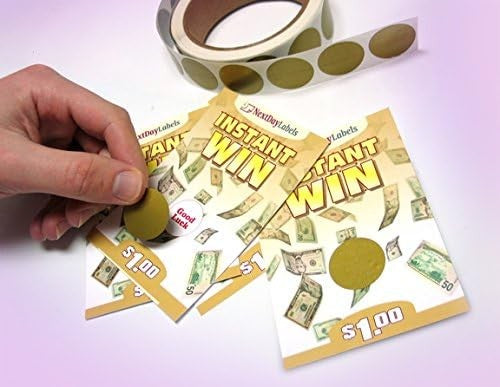 1" Round Gold Scratch Off Label Stickers, Designed to Create Your Own Scratch-Off Cards, Raffles, Promotions, Fun Games, etc.
