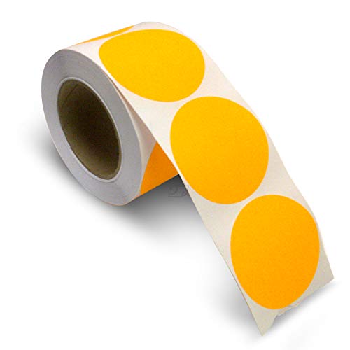 Blank Color Coding Stickers, Writable Surface 500 Permanent Labels per Roll (Orange Fluorescent, 3" Circle)
