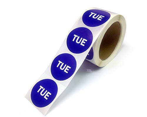 2" Round Day of The Week Blue Color Coding Dot Stickers, 500 per Roll (Tue)
