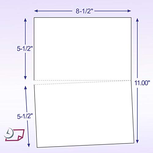Letter Size White Perforated Blank Post Card Cardstock, 75lb Cover (203 gsm) 2 per Page, Cards Measure 8.5" X 5.5", Inkjet/Laser Compatible - 50 Sheets / 100 Cards