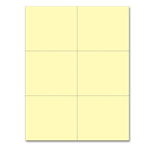 Laser Printer Blank Perforated Cards 6 Up Per Page (canary, 6000 Cards 