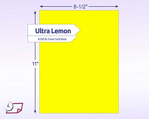 67/65 lb. (176/190 GSM) Cover Stock, 50 Sheets Per Pack, Great for Awards, Diplomas, School Projects, Mounting Invitations, Art N Crafts, DIY Projects and Much More (Ultra Lemon, 8-1/2" x 11")