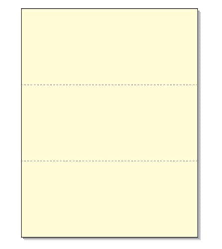 8-1/2 x 11" Letter Size Perforated Paper (Canary, Perf @ 3-2/3" and 7-1/3")