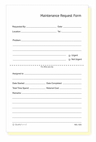 NCR Carbonless Maintenance Request Forms (2 Part, 100 Sets) - Apple Forms