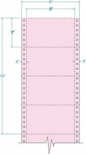 Compulabel 210352 Pink, 1 Across, Continuous, Pin Feed Cards for Dot Matrix Printer, 5 x 3