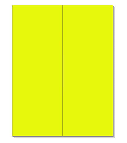 8-1/2 x 11" Neon Color High Light Fluorescent Labels for Laser & Inkjet Printer. Yellow Fluorescent, 4-1/4" x 11" - 2 Per Page.