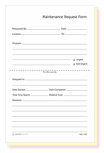 NCR Carbonless Maintenance Request Forms (3 Part, 500 Sets)