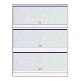 Blank Computer Checks for Laser & Ink Jet Printers, Pack of 100 Sheets (3 Per Page Blue/Green Prismatic)
