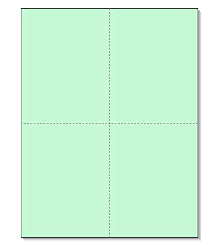 8-1/2" x 11" Laser/Inkjet Postcards 4 Per Page, (4-1/4" x 5-1/2" Each Card - Green)