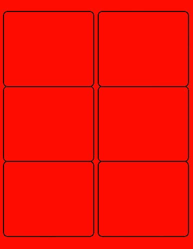 8-1/2 x 11" Neon Color High Light Fluorescent Labels for Laser & Inkjet Printer. Red Fluorescent, 4" x 3-1/3" - 6 Per Page.