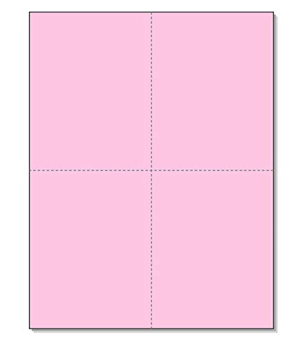 8-1/2" x 11" Laser/Inkjet Postcards 4 Per Page, (4-1/4" x 5-1/2" Each Card - Pink)
