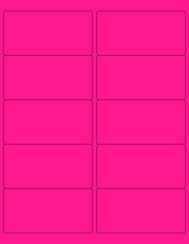 8-1/2 x 11" Neon Color High Light Fluorescent Labels for Laser & Inkjet Printer. Pink Fluorescent, 4 x 2" - 10 Per Page.